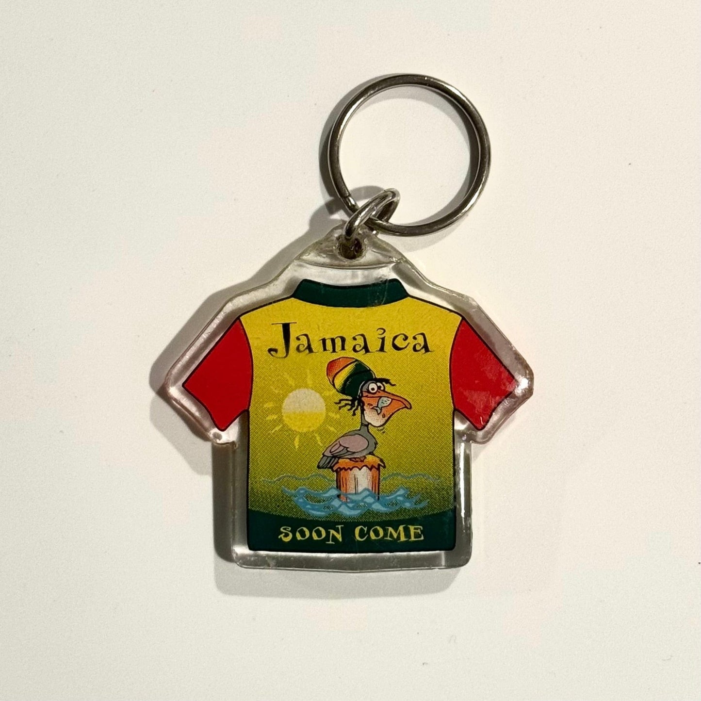Vintage T-Shirt Acrylic Keychain ‘Jamaica Come Soon’ Travel Souvenir Key Ring
