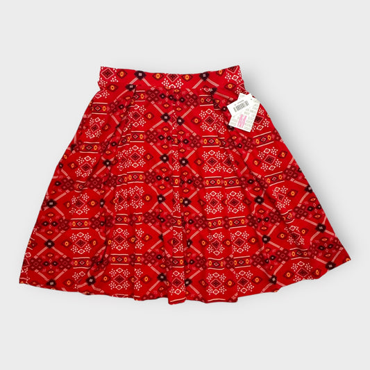 LuLaRoe Madison Pleated Skirt | M (10-12) | Red/Black/White Tribal Geometric | NWT