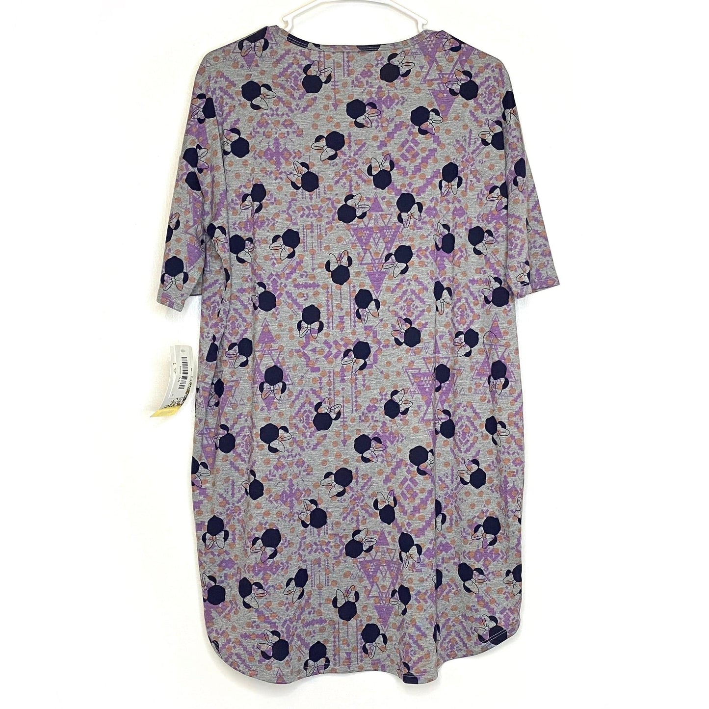 LuLaRoe Womens XS Irma ’Minnie Mouse’ Gray/Purple Southwestern S/s Tunic Top NWT