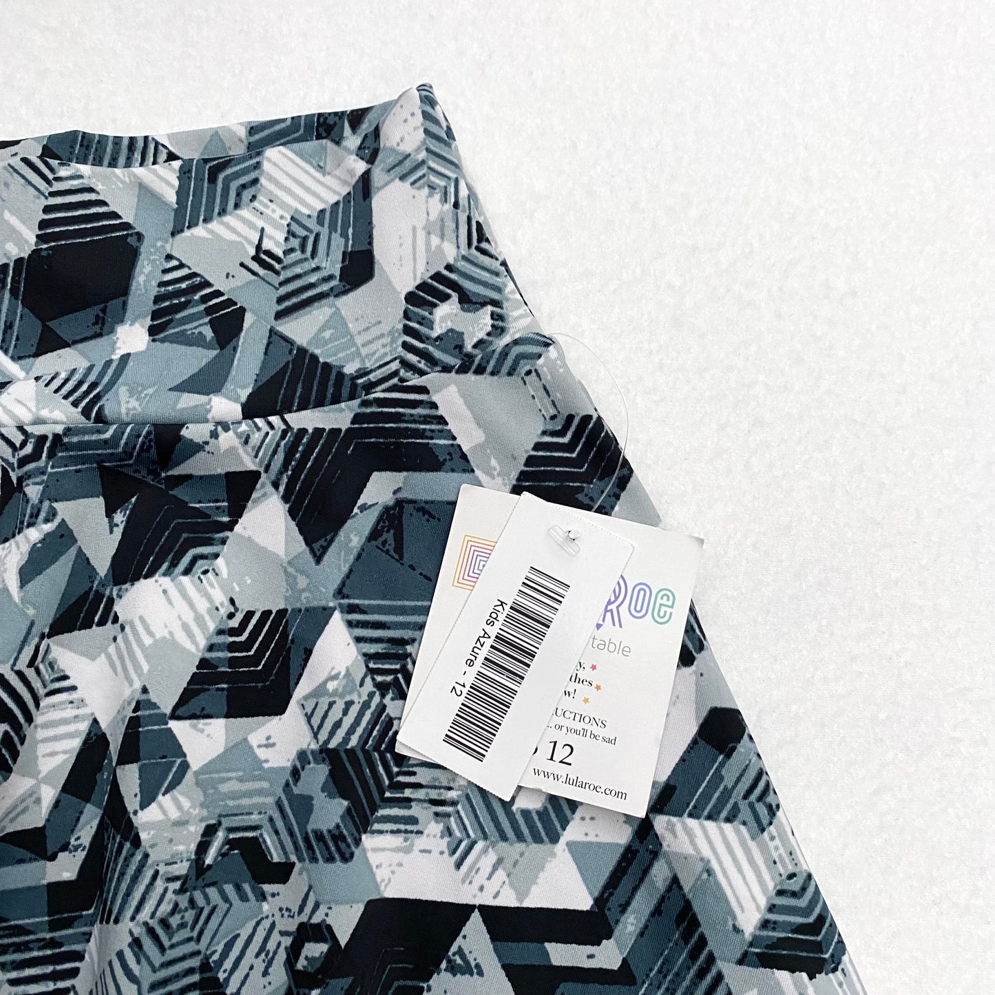 LuLaRoe Kids Azure A-Line Skirt | 12 (12-14) | Multicolor/Gray Geometric Pattern | NWT