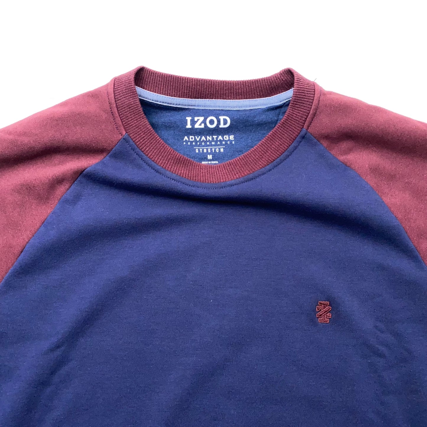 IZOD Mens Blue Red Colorblock Sweatshirt M Raglan
