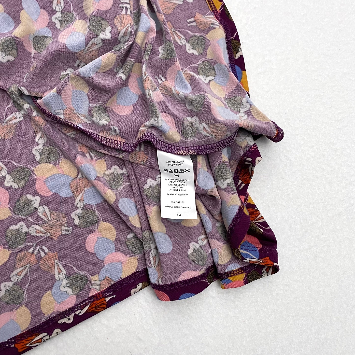 LuLaRoe Kids Azure A-Line Skirt | 12 (12-14) | Purple/Multicolor Girl w/Balloons | NWT