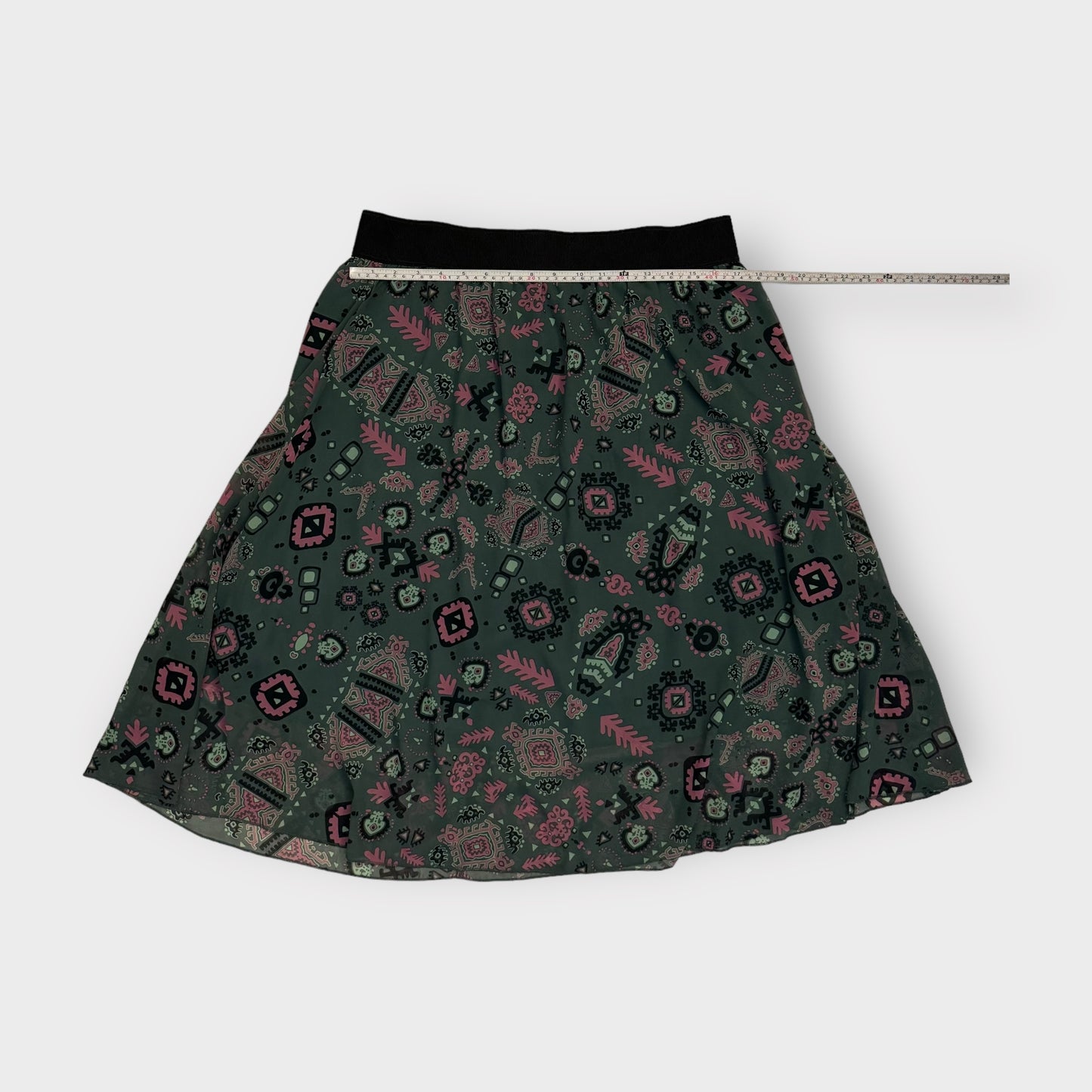 LuLaRoe Lined Lola Skirt | XL | Green/purple/black Tribal | NWT