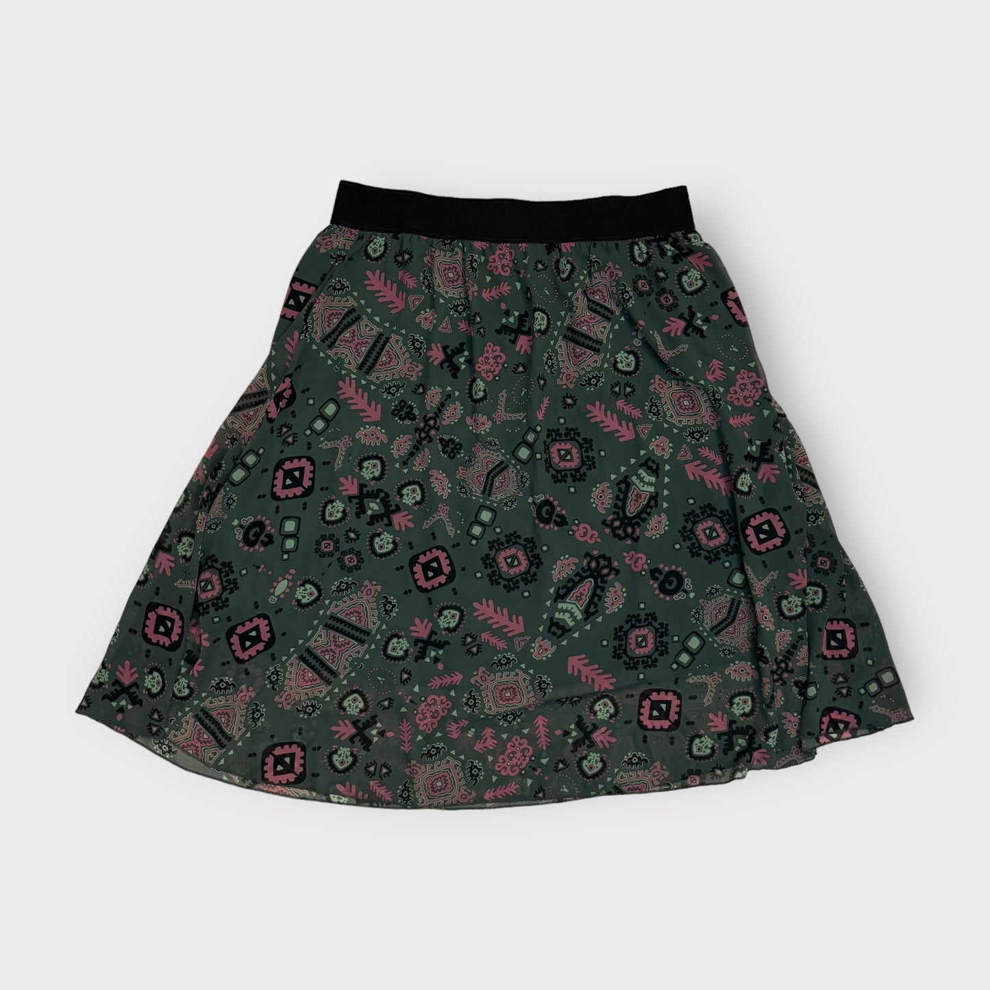 LuLaRoe Lined Lola Skirt | XL | Green/purple/black Tribal | NWT