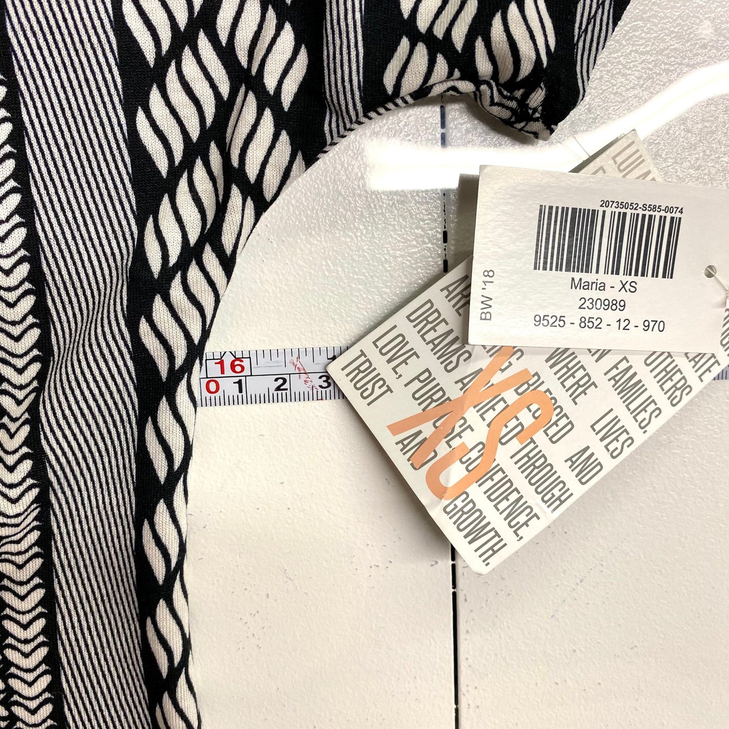 LuLaRoe Womens Maria Maxi Dress | XS (2-4) | Black/White Chevron Print | Short Sleeve | NWT