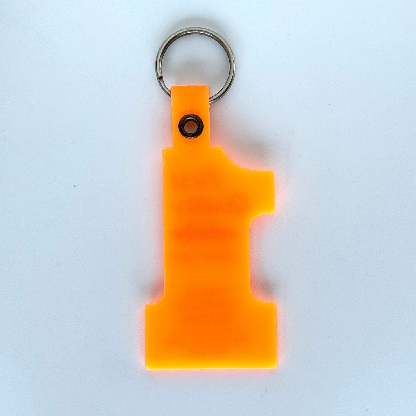 Vintage ‘Frank Marcum Motors - Wyoming, PA’ Keychain Key Ring Neon Orange Plastic #1 Pre-Owned