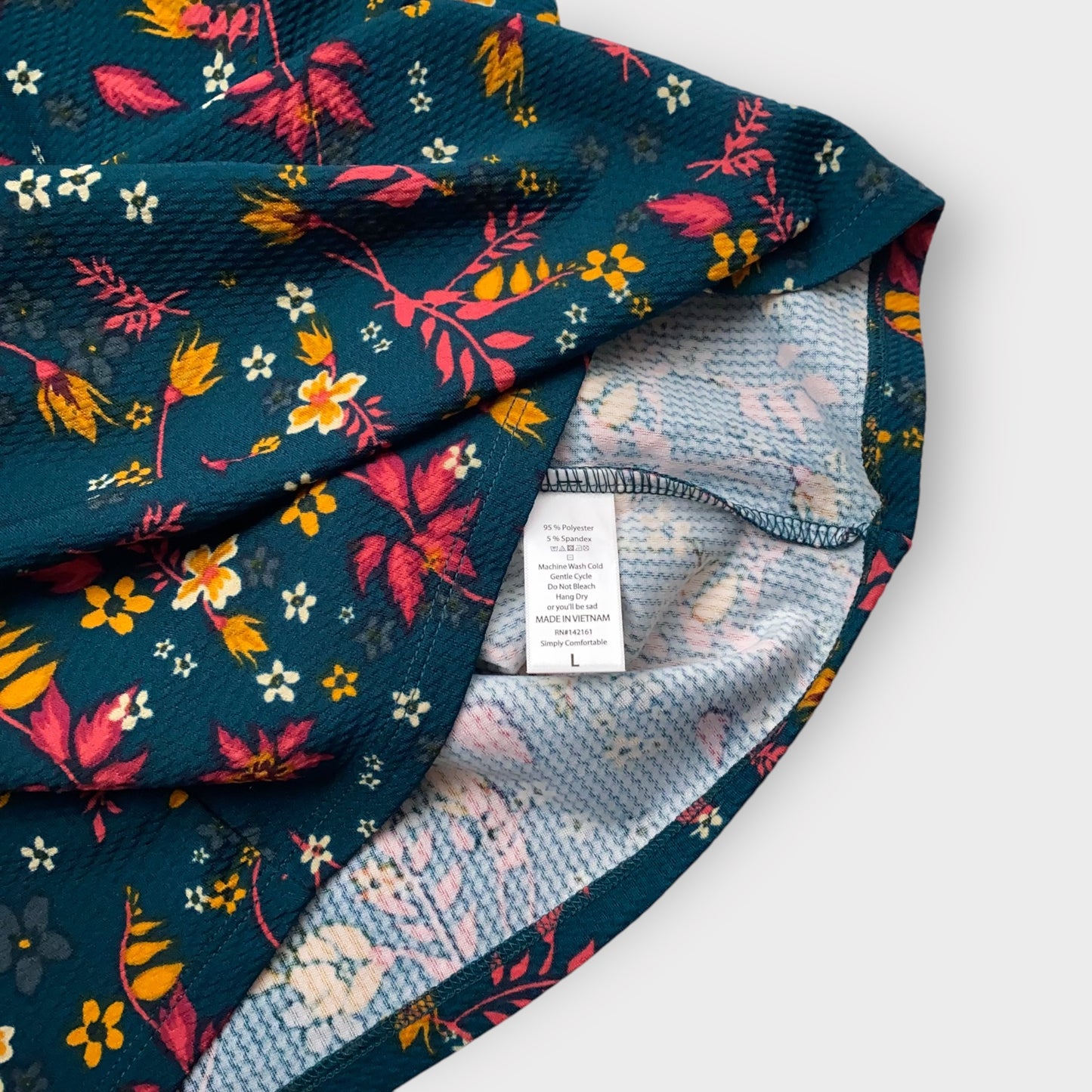 LuLaRoe Cassie Pencil Skirt - Teal Floral Vine - Women's L (12-14) - NWT