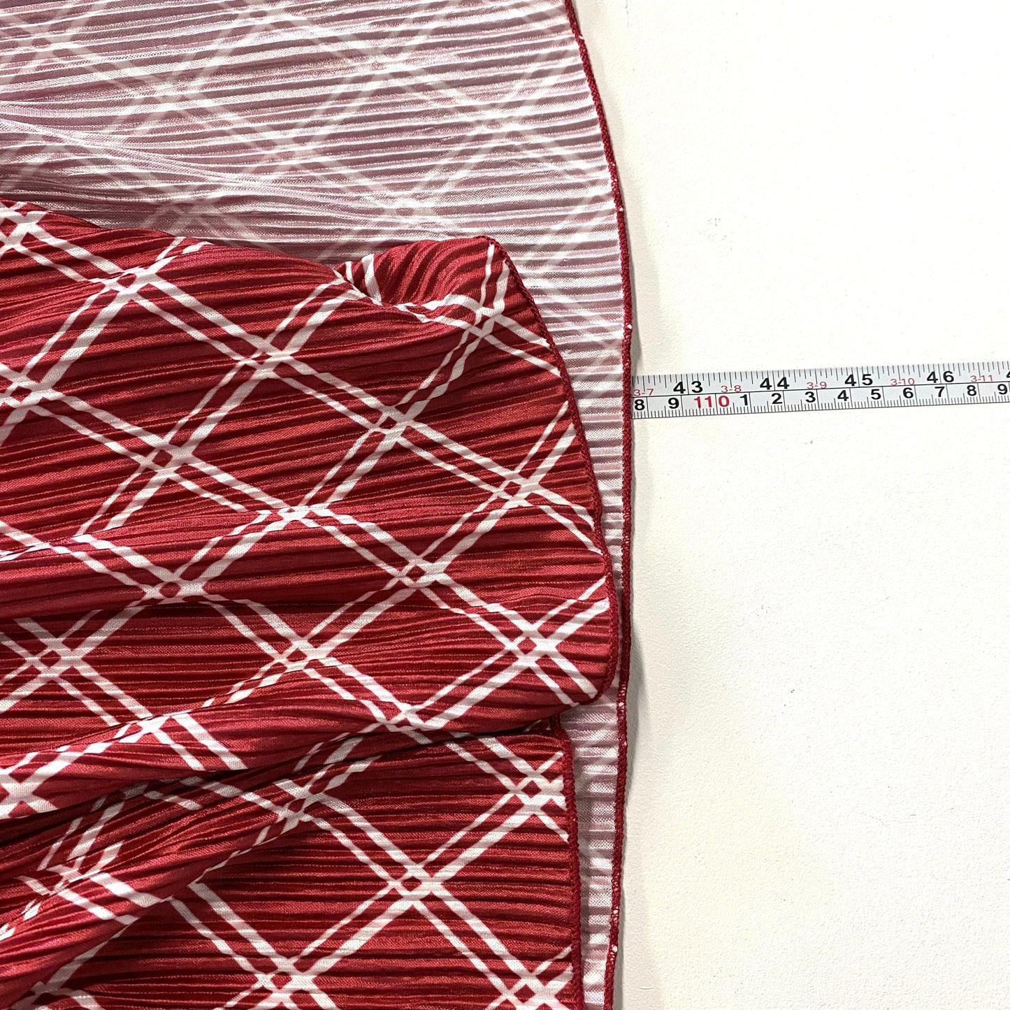 LuLaRoe Womens Size S Brick Red/White Accordion Windowpane Check Kimono Cover Up L/s NWT