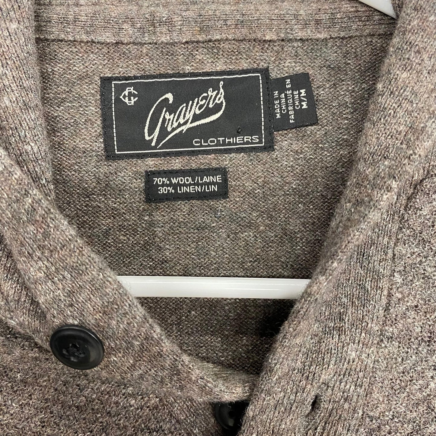 Grayers Men's Wool/Linen Cowl-Neck Pullover Sweater - Size M - Brown - Long Sleeve - EUC