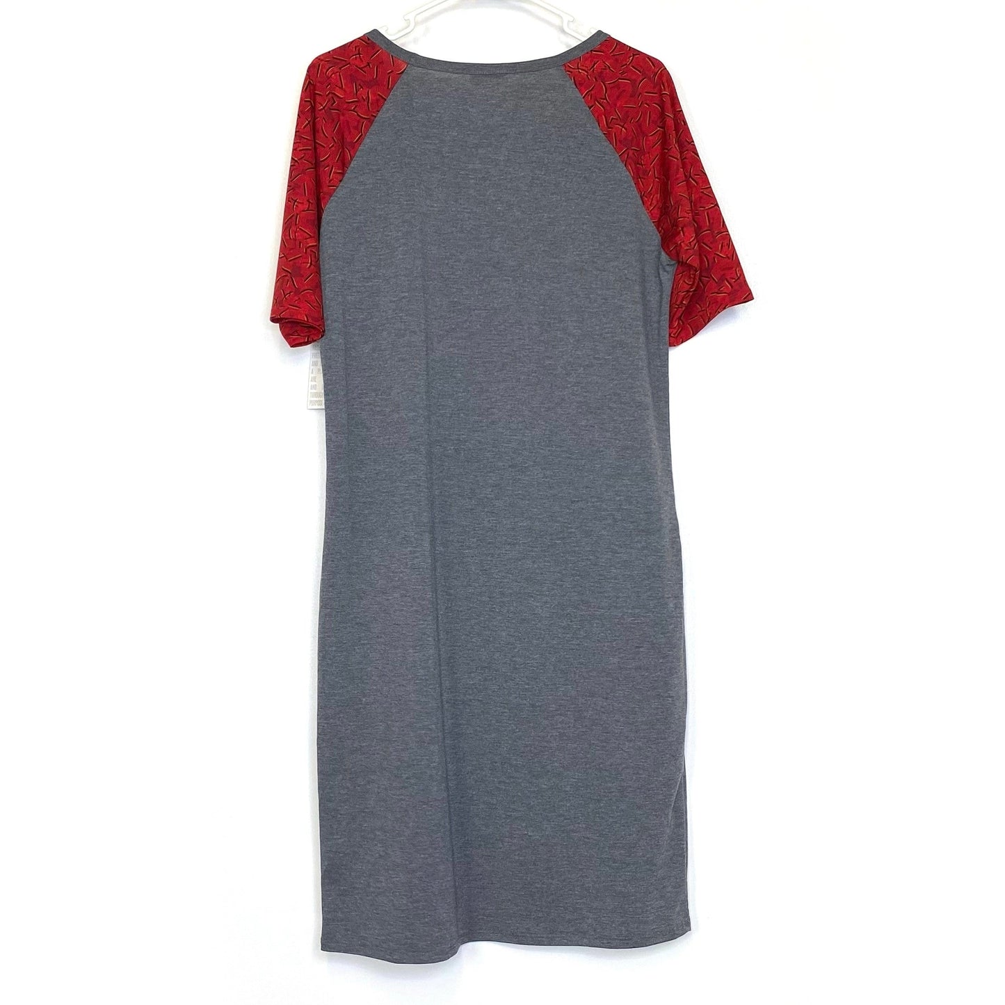 LuLaRoe Julia Bodycon Dress | XL (16-18) | Red/Orange/Black | Ribbons | NWT