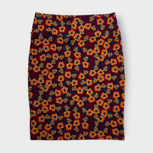 LuLaRoe Cassie Pencil Skirt | XL (18-20) | Red/Yellow Floral | NWT