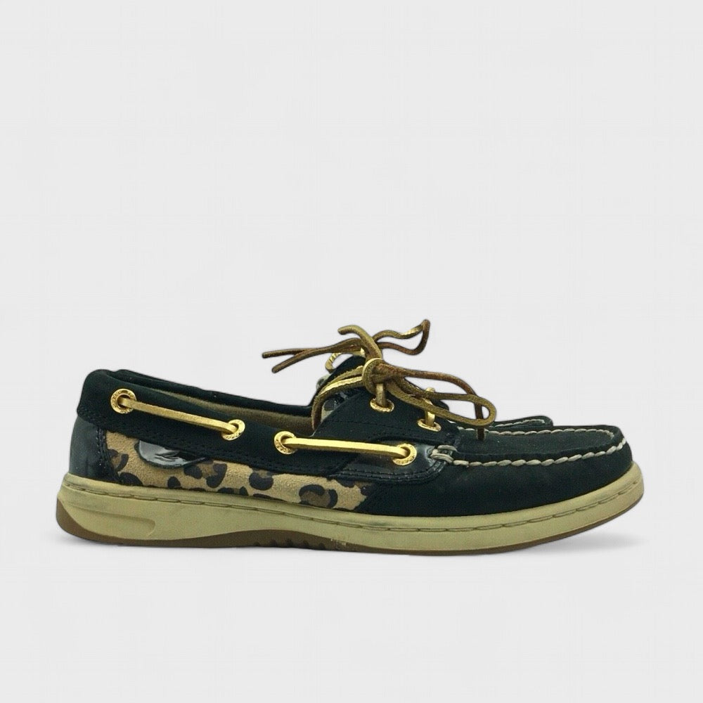 Sperry Top-Sider Women's Boat Shoes – Black Leopard Print, Size
