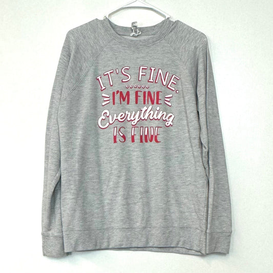 Independent Trading | ‘I’m Fine, It’s Fine’ Novelty Crew Sweatshirt | Color: Gray | Size: M | Pre-Owned