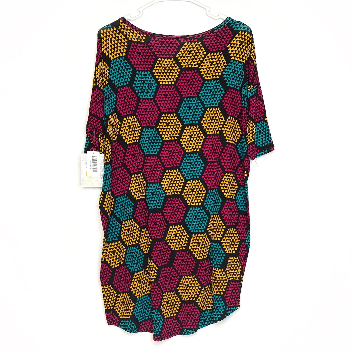 LuLaRoe Womens Size XXS Multicolor Geometric/Honeycomb IRMA S/s Top NWT