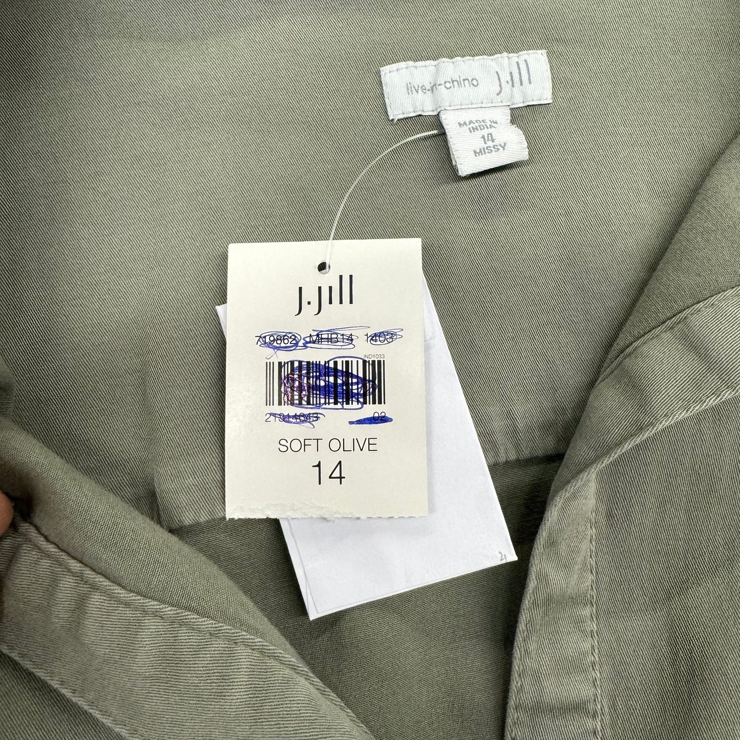 J.Jill Live-In-Chino Missy Shirt Dress | 14 | Soft Olive Green | NWT