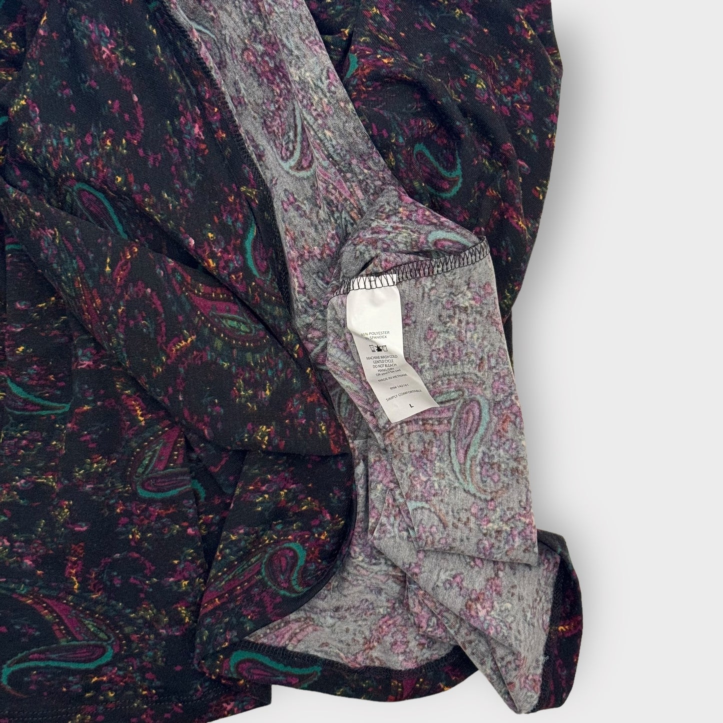 LuLaRoe Madison Pleated Skirt | L (14-16) | Dark Gray/Teal/Purple Paisley | NWT
