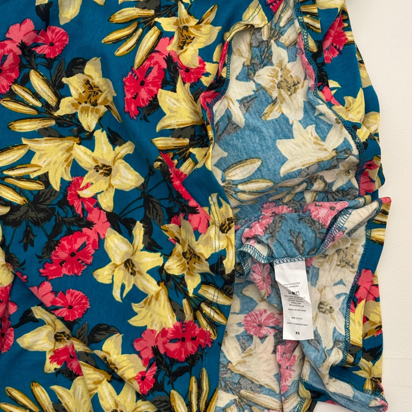 LuLaRoe Madison Pleated Skirt w/Pockets | XS | Blue/Yellow/Red Floral | NWT