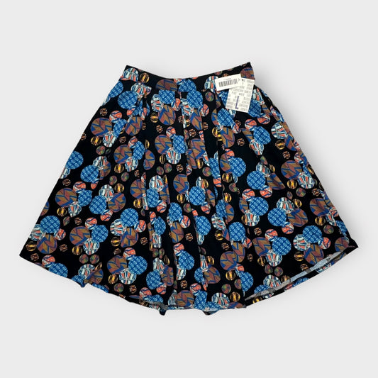 LuLaRoe Madison Pleated Skirt w/Pockets | L (14-16) | Blue/Orange Tribal | NWT
