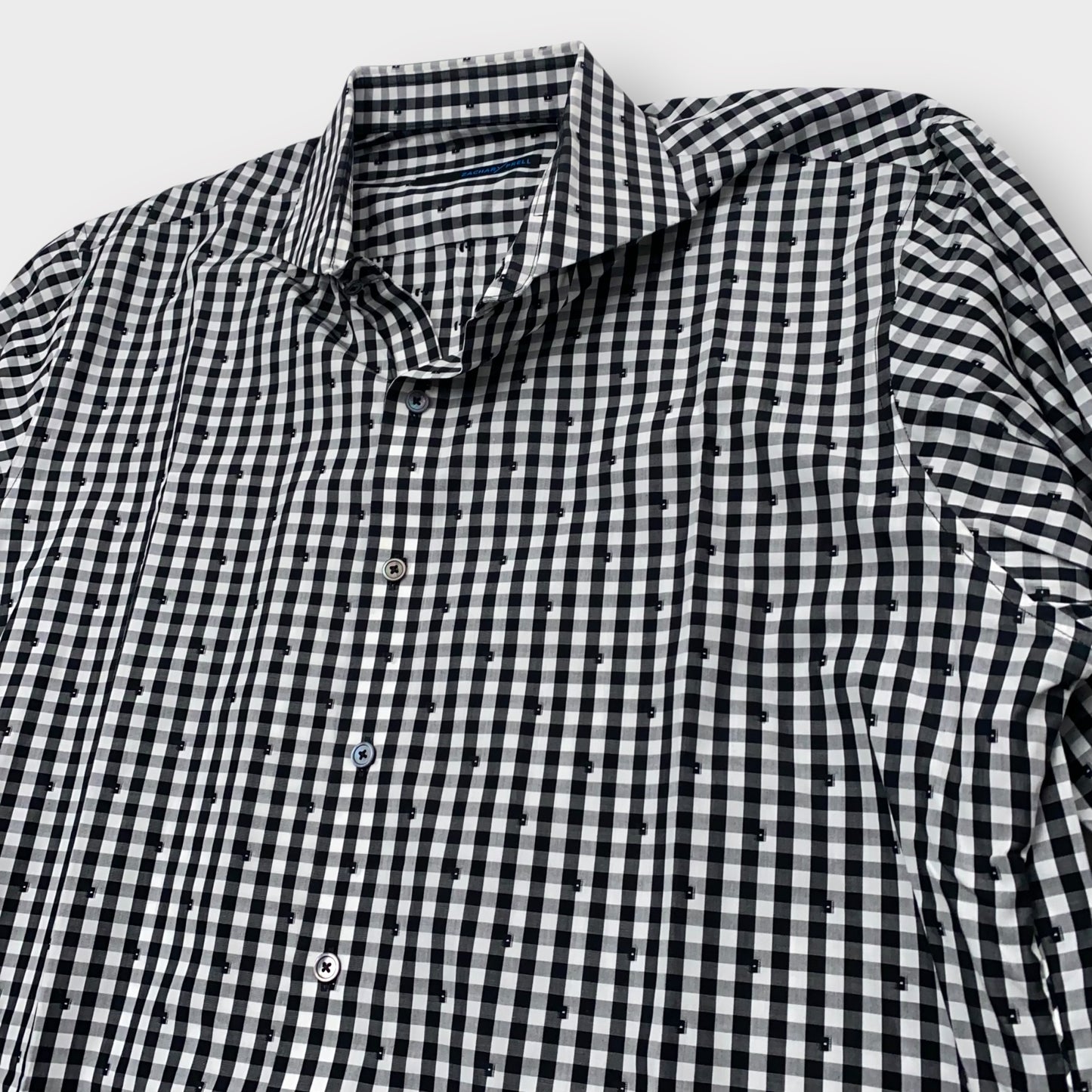 Zachary Prell Men's Black & White Gingham Check Dress Shirt - Size XL