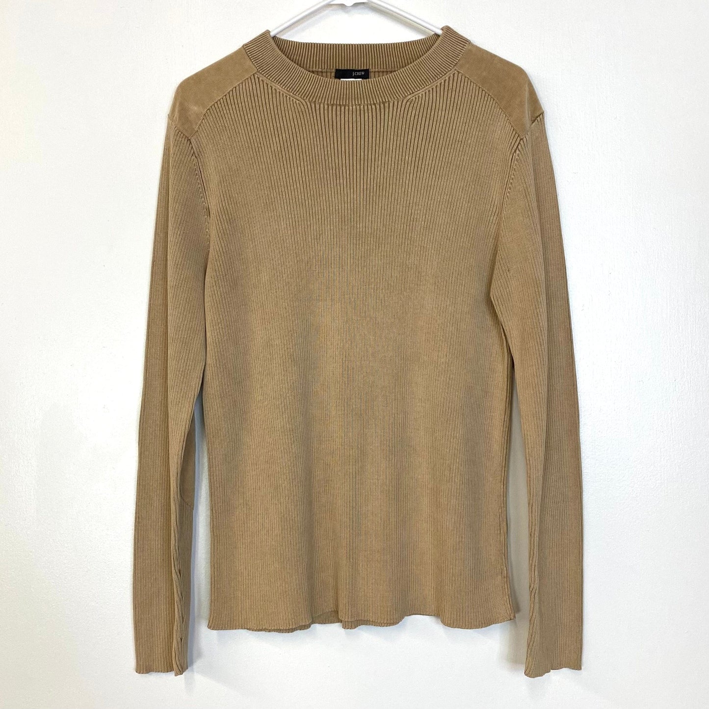 J.Crew Mens Size XL Beige Sweater w/Corduroy Patches L/s Pre-Owned