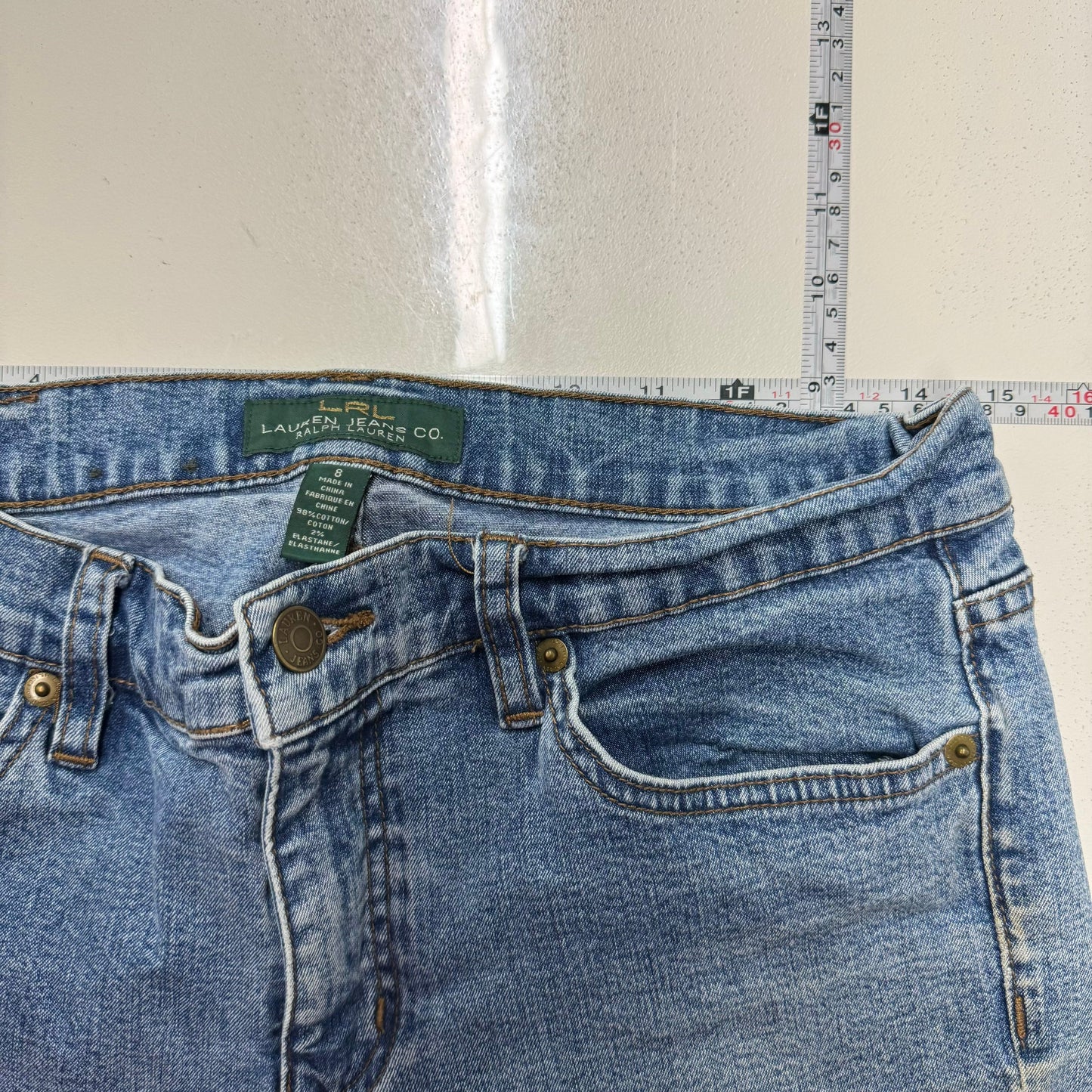 Ralph Lauren LRL Women's Classic Straight Denim Jeans - Size 8 - Blue - Cotton/Elastane Blend