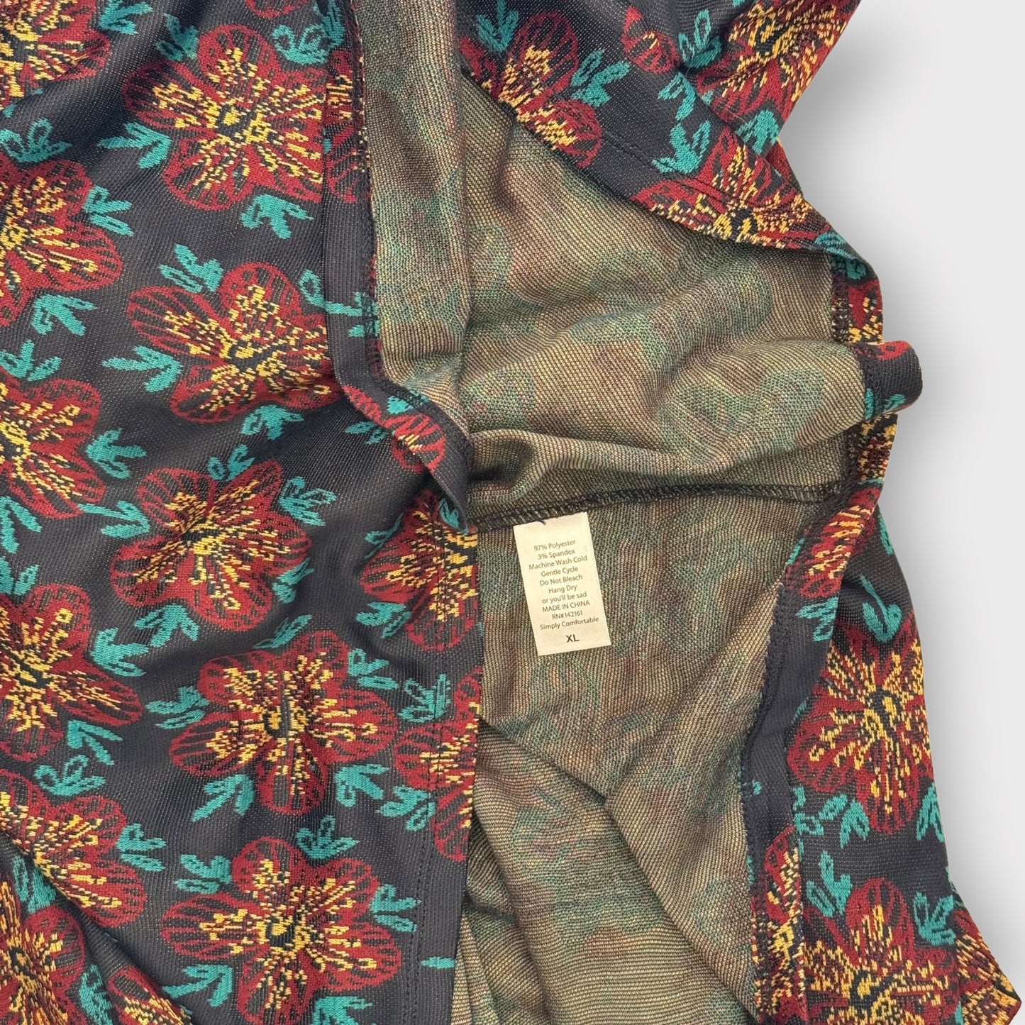 LuLaRoe Madison Pleated Skirt | XL (18-20) | Red/Teal Floral | NWT