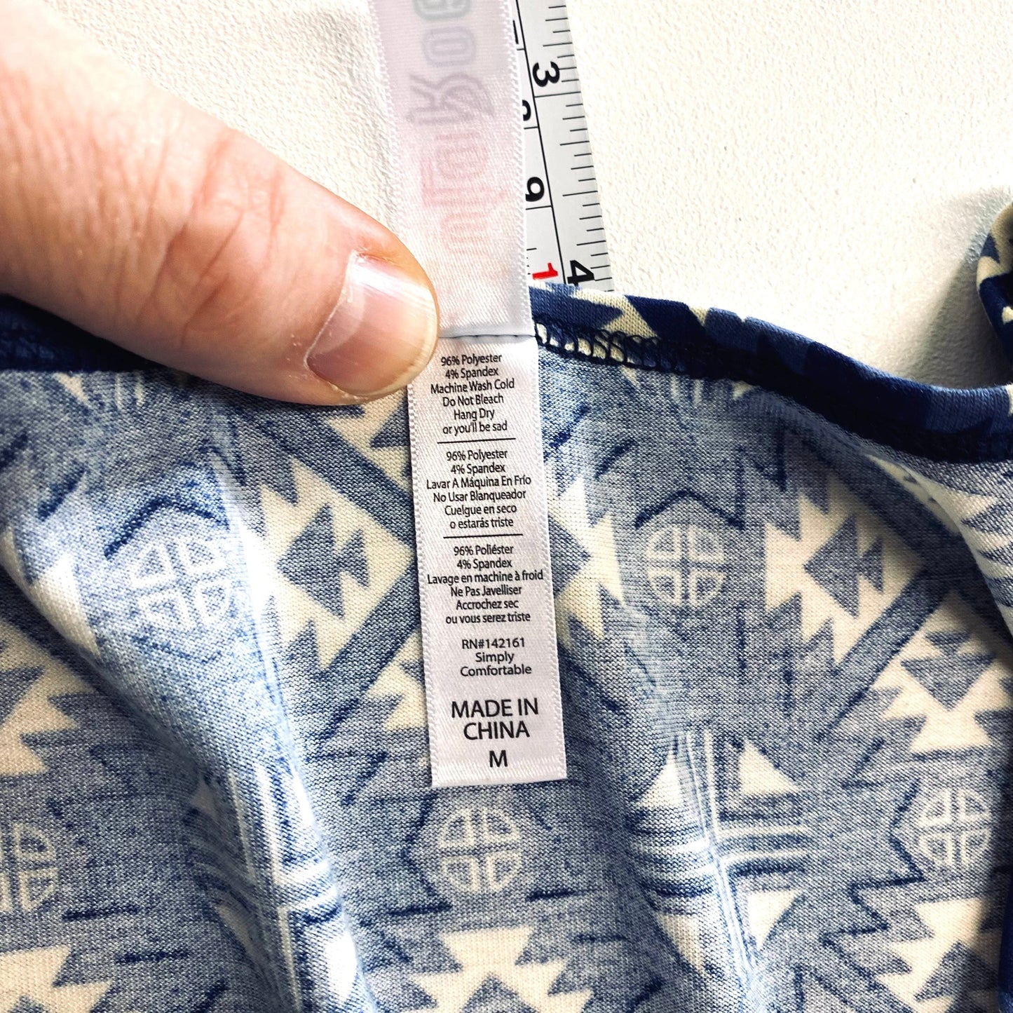 LuLaRoe Womens M Blue/White Geometric Classic T S/s Top NWT