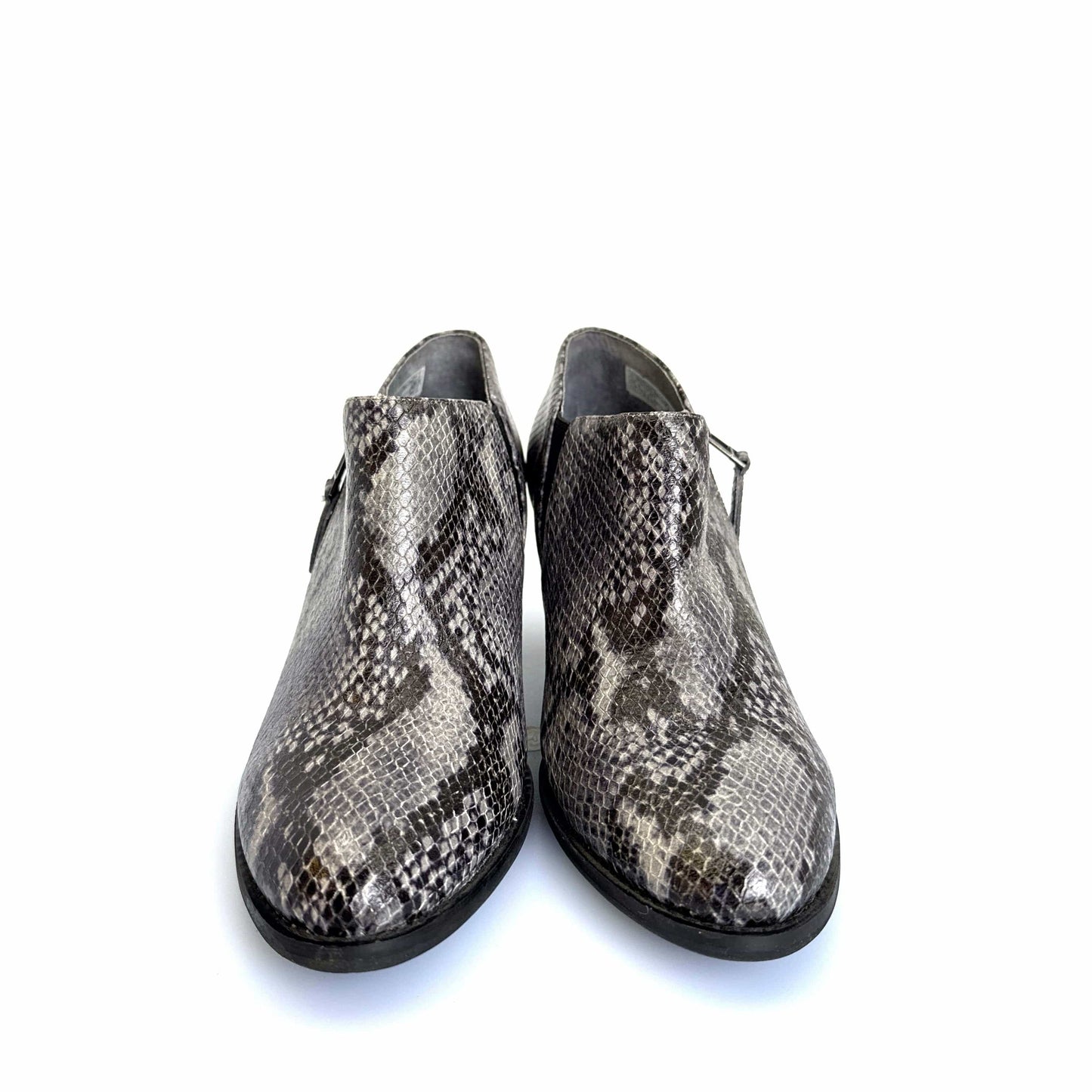 Vionic Womens Size 9.5 Gray Snakeskin 'Taber' Booties Side-Zip, Pre-Owned
