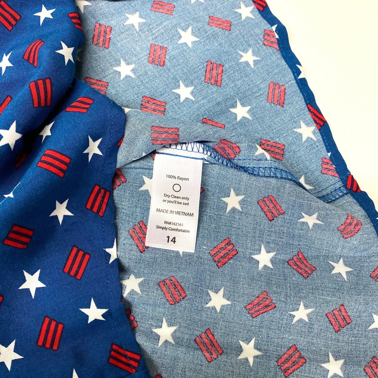 LuLaRoe Boys 14 Red/White/Blue Stars & Stripes ‘Thor’ S/s Button-Up Shirt NWT