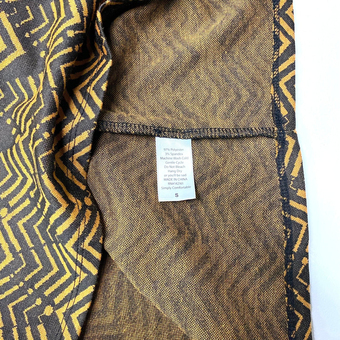 LuLaRoe Womens S Amelia Brown/Orange Chevron Pattern Dress S/s NWT