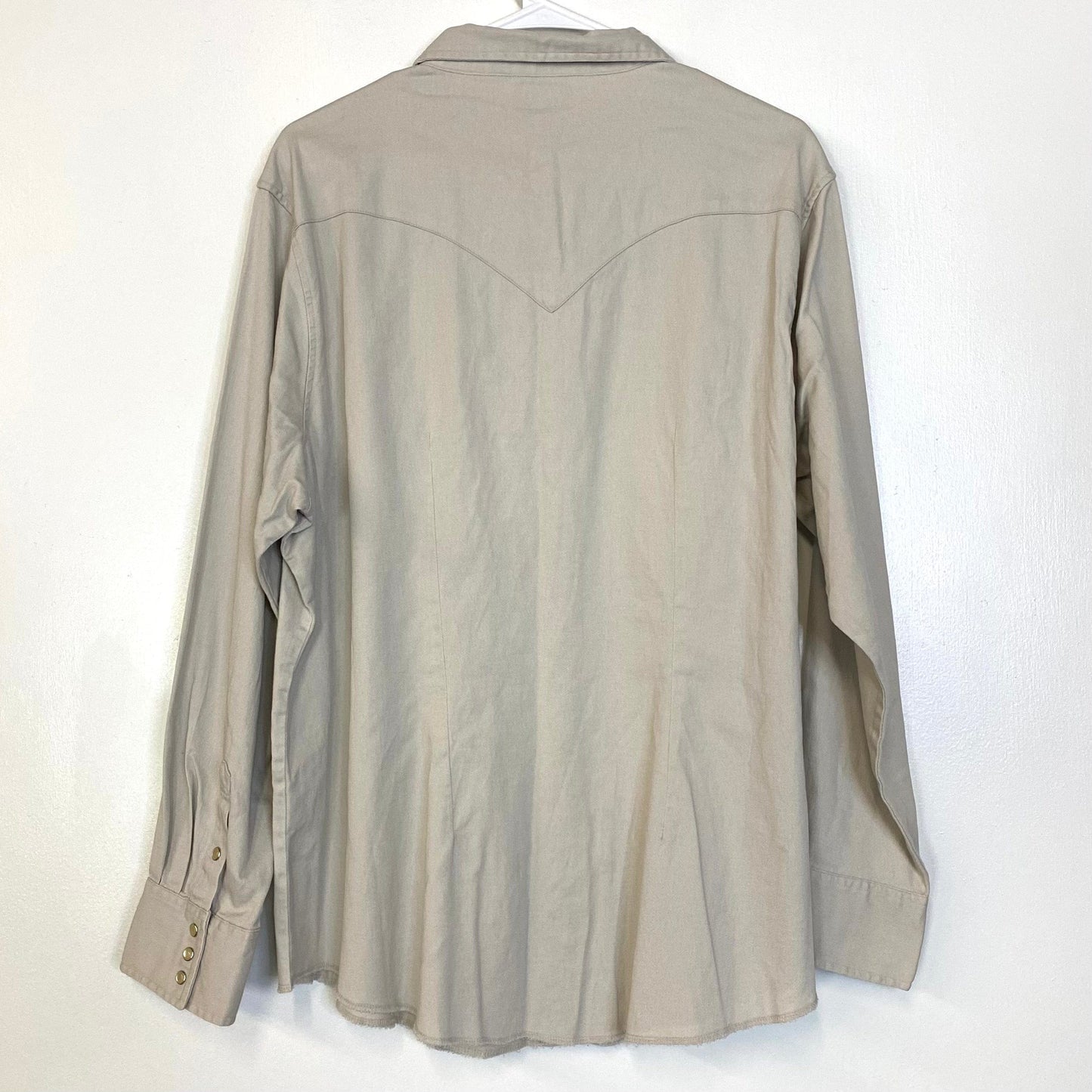 Wrangler Wrancher Shirts Womens 3XL Cream Western Shirt Pearl Snap-Up Pre-Owned