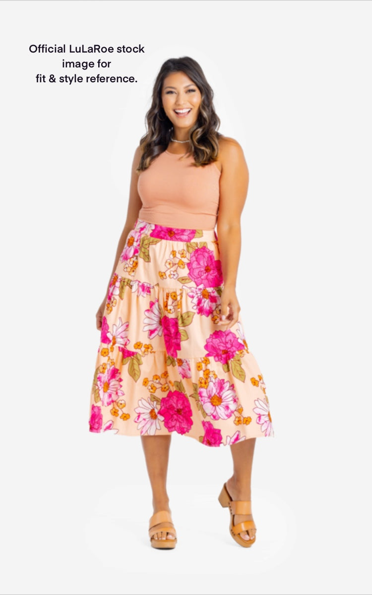 LuLaRoe Coletta Tiered Midi Skirt | L (12-14) | Blue/Green Watercolor | NWT
