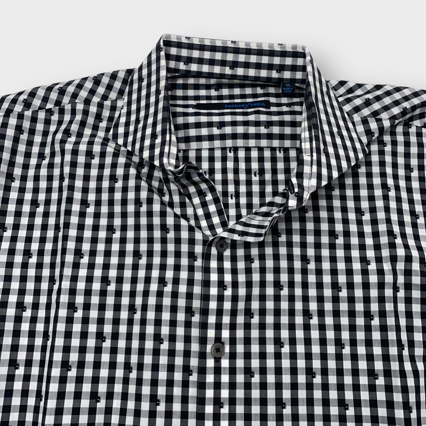 Zachary Prell Men's Black & White Gingham Check Dress Shirt - Size XL