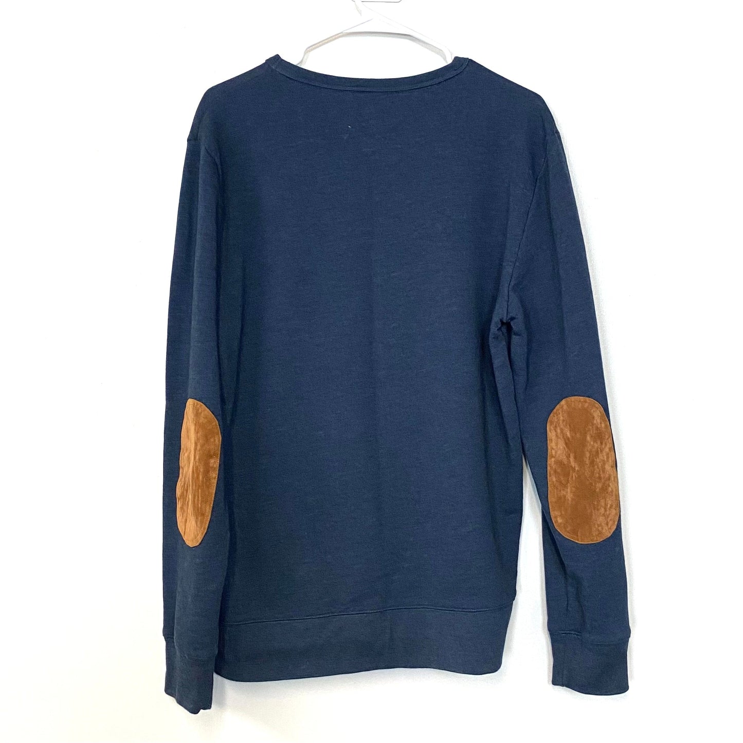 Next Mens Size L Grayish Blue Pullover Elbow-Patch Sweatshirt L/s