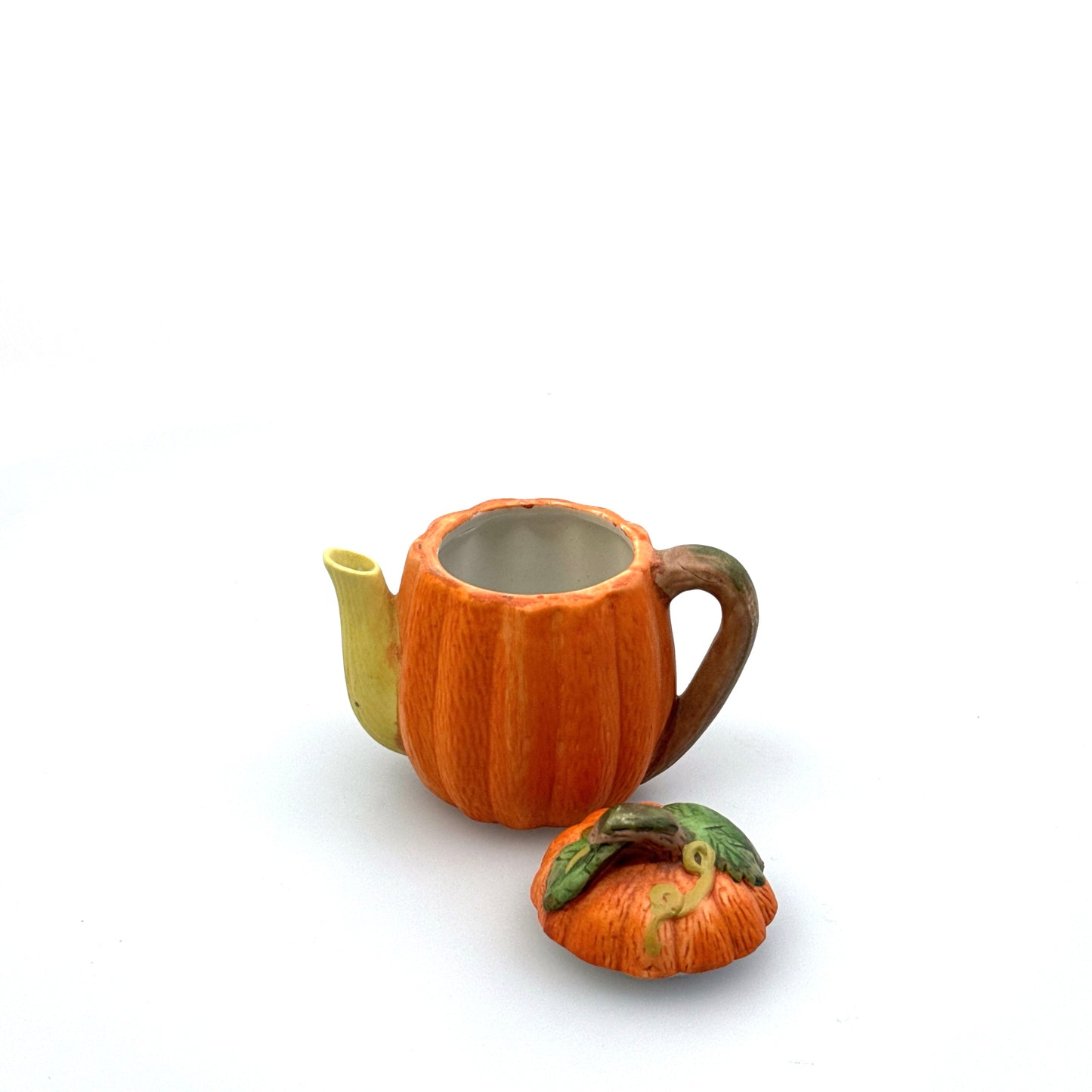 Handpainted | Miniature Pumpkin Teapot | Color: Orange | Pre-Owned/Vintage