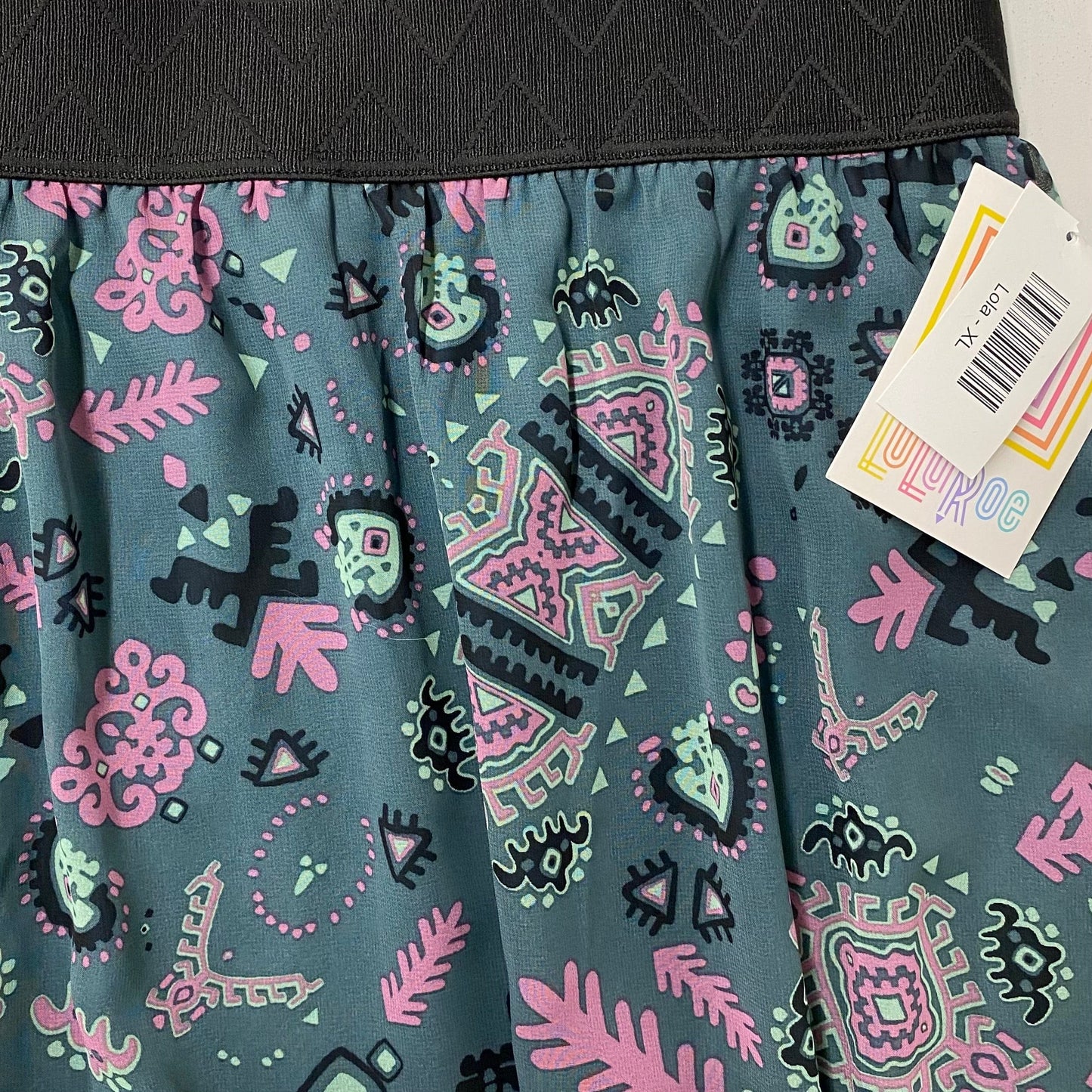 LuLaRoe Lined Lola Skirt | XL | Green/purple/black Tribal | NWT