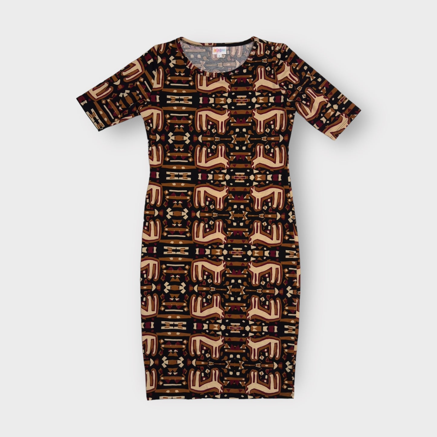 LuLaRoe Julia Bodycon Dress | S (4-6) | Brown/Black Animal Print | NWT