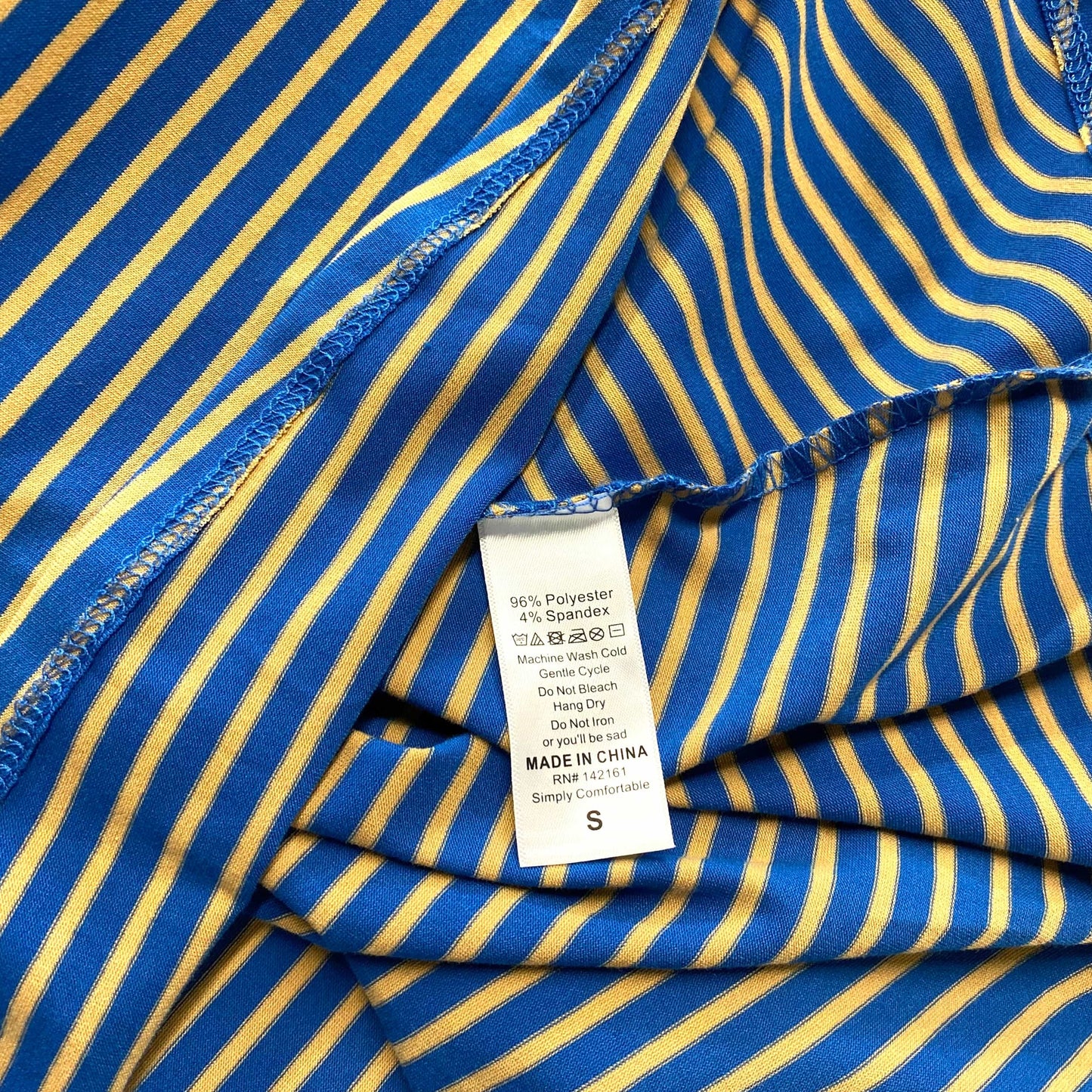 LuLaRoe Womens S Beige/Blue Striped 'Carly' S/s Swing Dress NWT