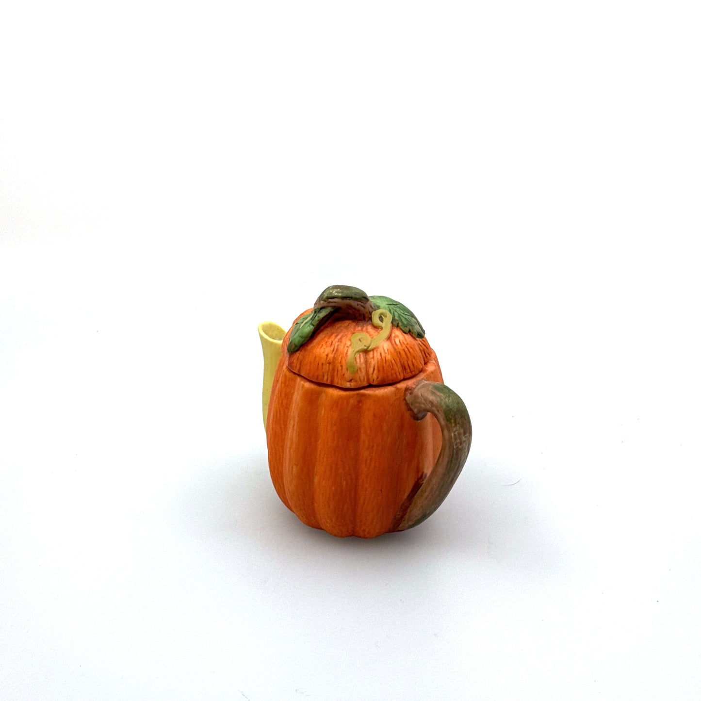 Handpainted | Miniature Pumpkin Teapot | Color: Orange | Pre-Owned/Vintage