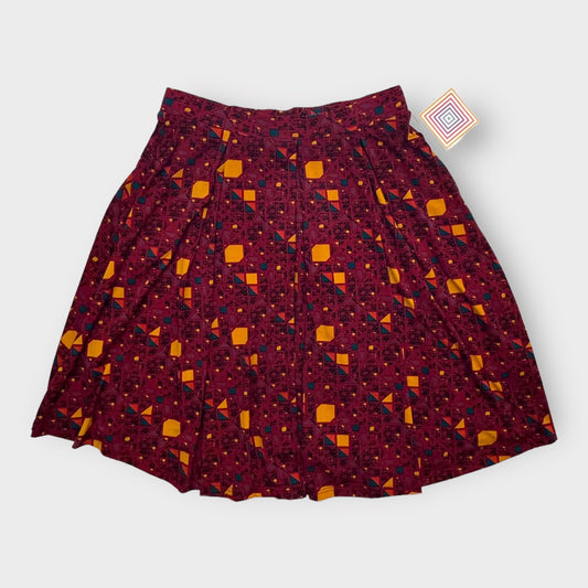 LuLaRoe Madison Pleated Skirt w/Pockets | M (10-12) | Purple/Yellow Geometric | NWT