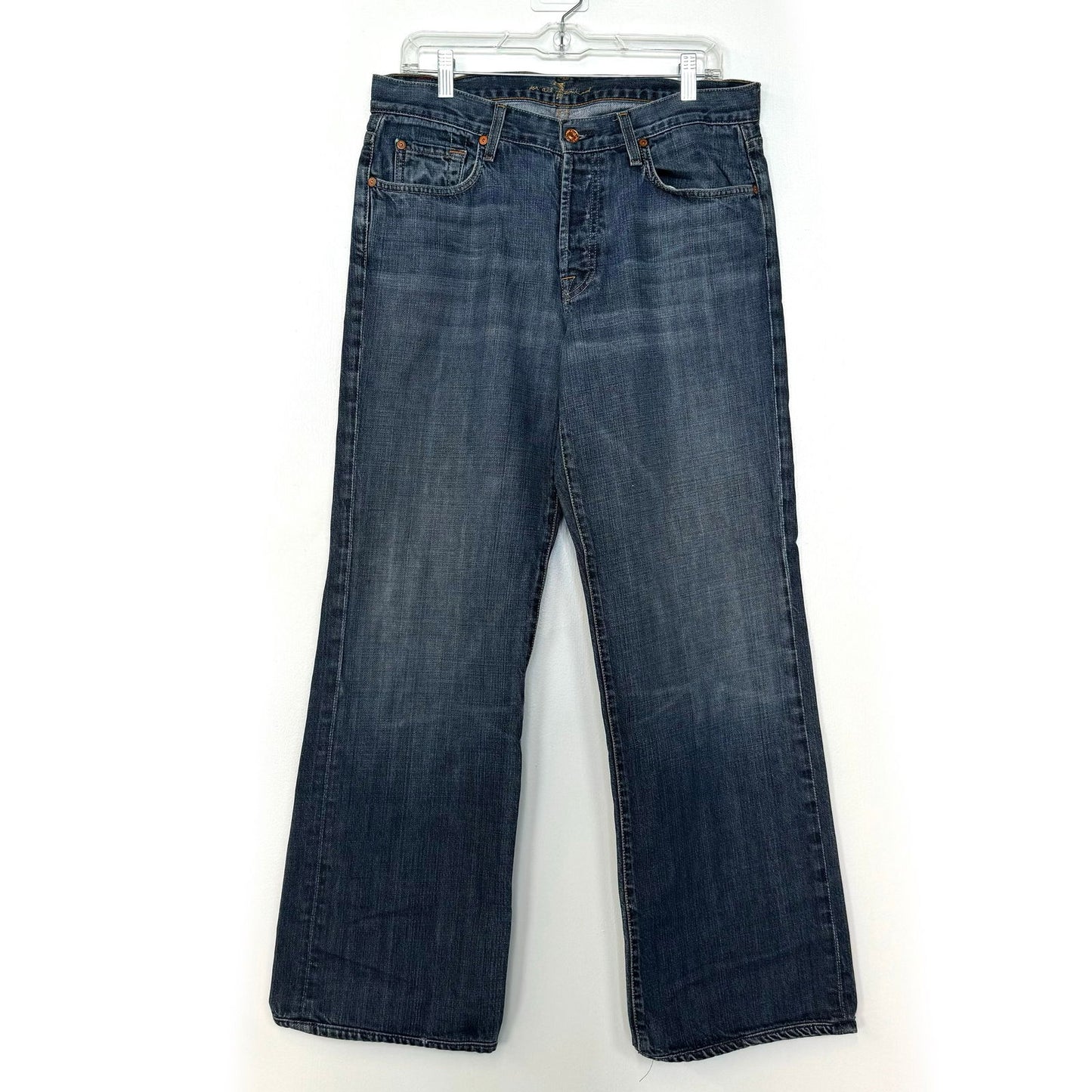 7 For All Mankind | Womens Relaxed Denim Button-Fly Jeans #716244 | Color: Blue | Size: 33 - | Buy at Parsimony Shoppes