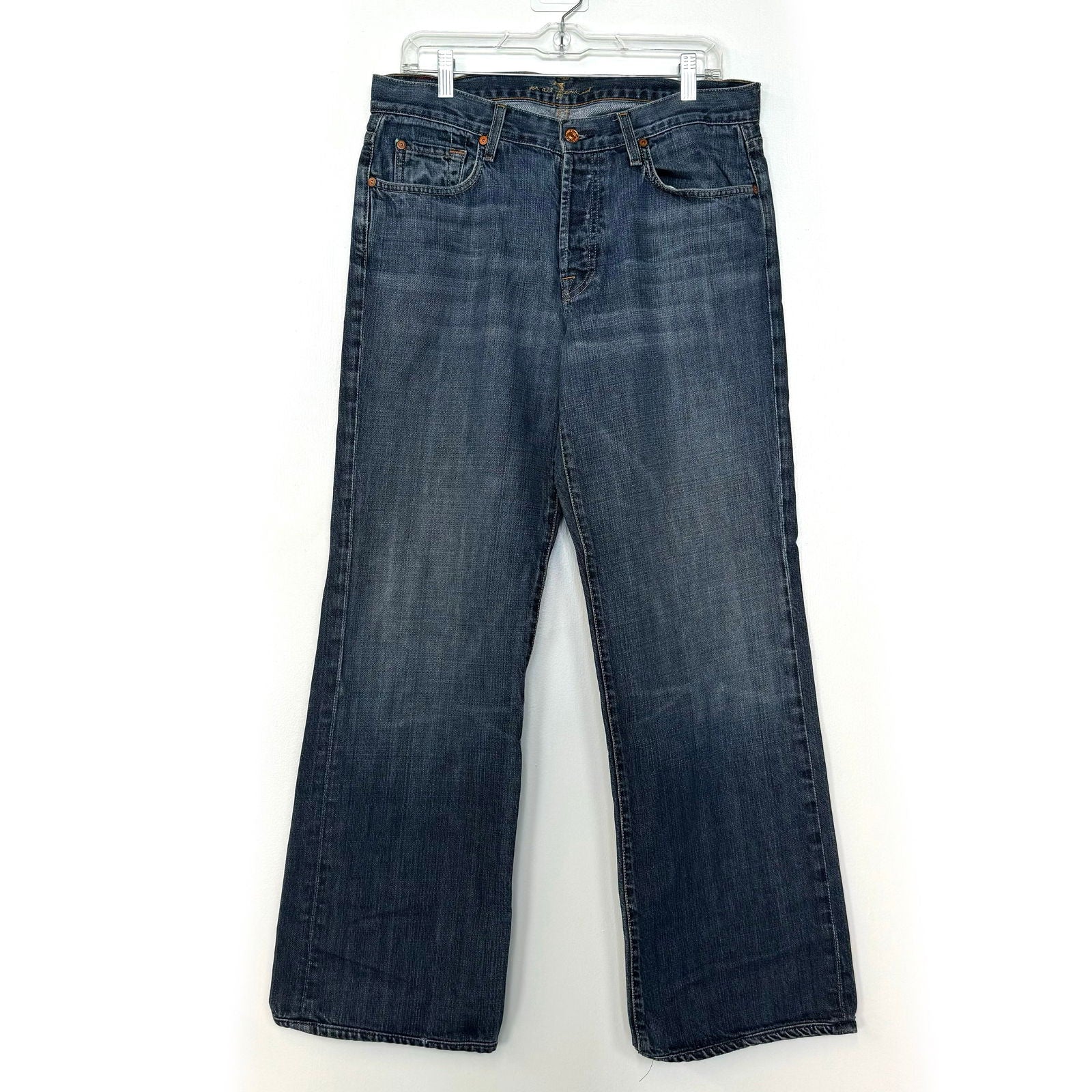 7 For All Mankind | Womens Relaxed Denim Button-Fly Jeans #716244 | Color: Blue | Size: 33 -  | Buy at Parsimony Shoppes