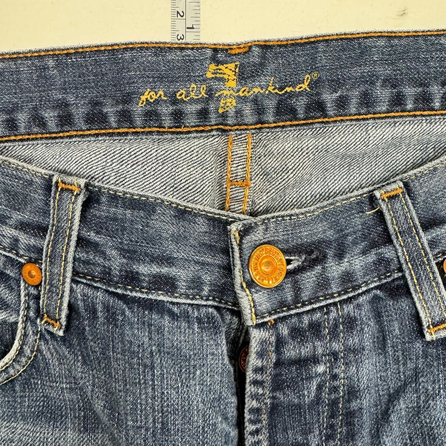 7 For All Mankind | Womens Relaxed Denim Button-Fly Jeans #716244 | Color: Blue | Size: 33 - | Buy at Parsimony Shoppes