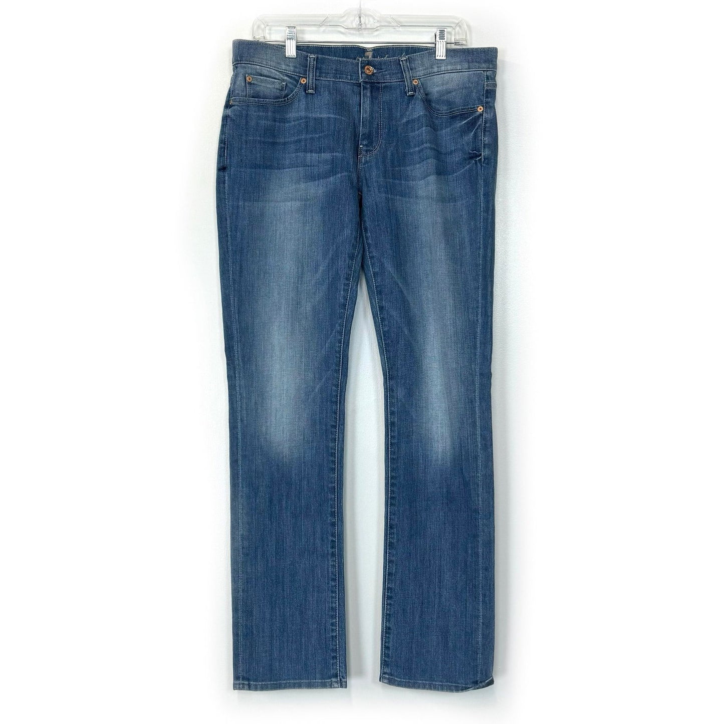 7 For All Mankind | Womens Straight Leg Denim Jeans | Color: Blue | Size: 32 - | Buy at Parsimony Shoppes