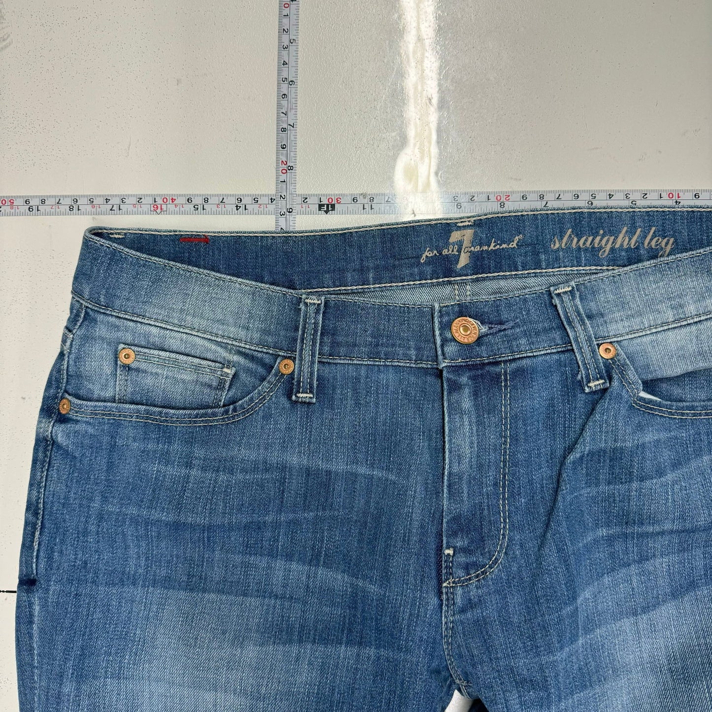 7 For All Mankind | Womens Straight Leg Denim Jeans | Color: Blue | Size: 32 - | Buy at Parsimony Shoppes