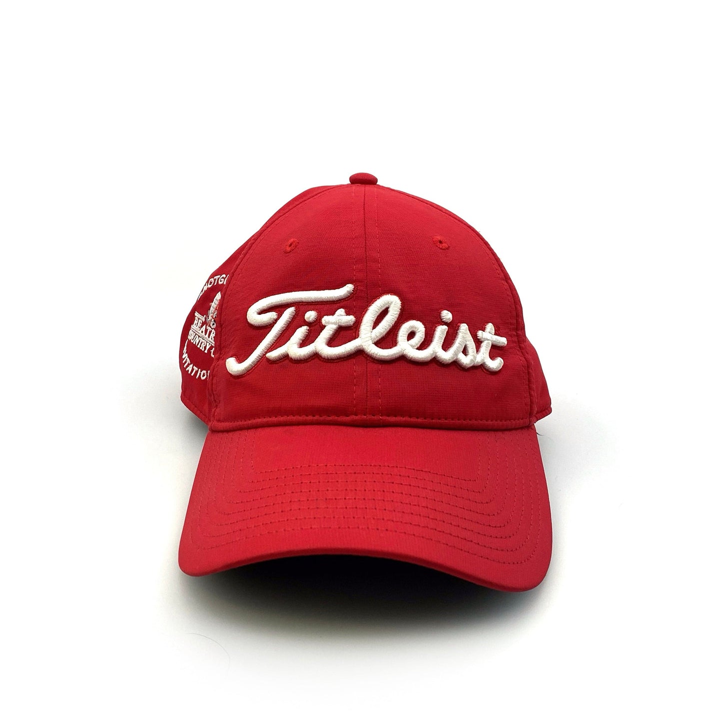 Titleist Mens Red Adjustable Golf Baseball Hat Cap Breathable - BCC Shotgun Blast Pre-Owned