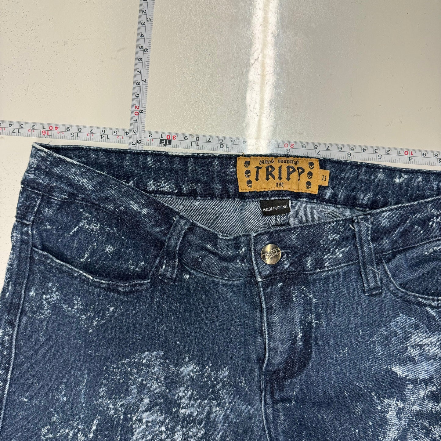 TRIPP NYC Acid-Washed Denim Skinny Jeans – Comfortable Fit for Women – Available in Blue – Size 11