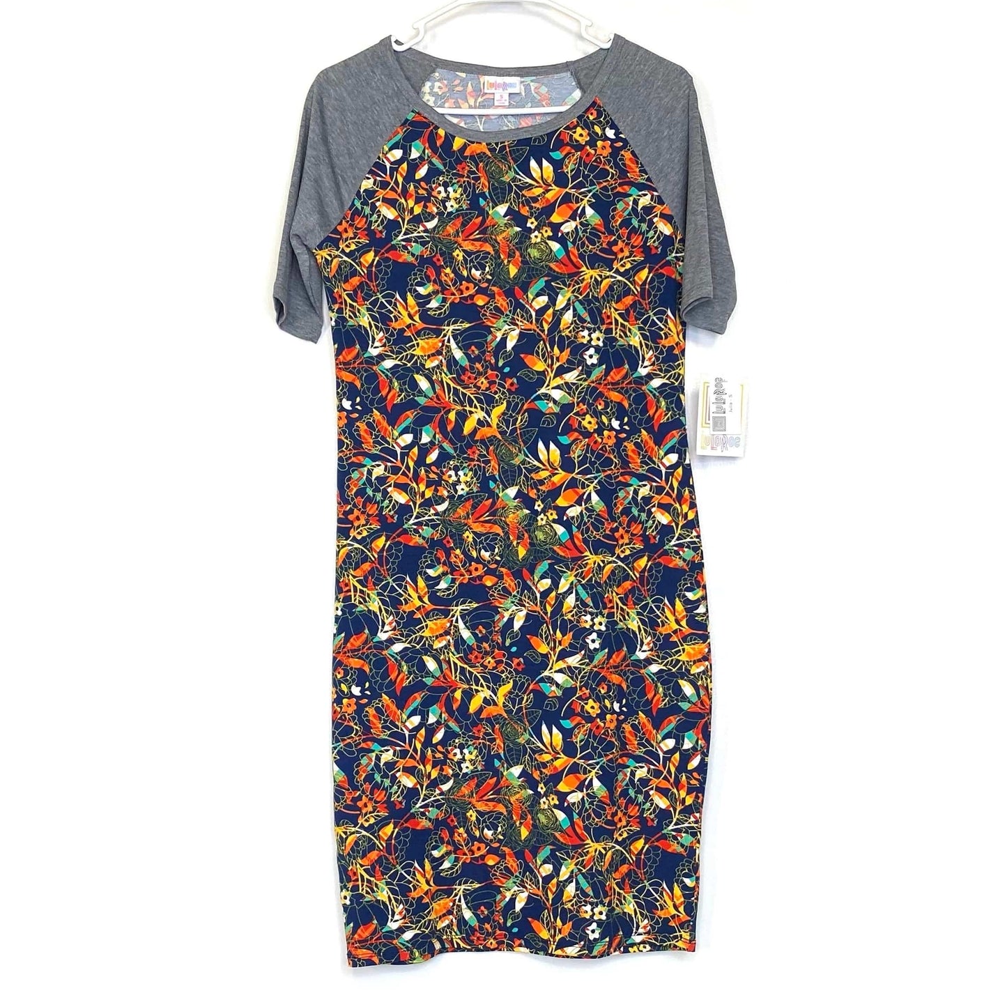 LuLaRoe Julia Bodycon Dress | S (4-6) | Green/Gray/White | Floral | NWT