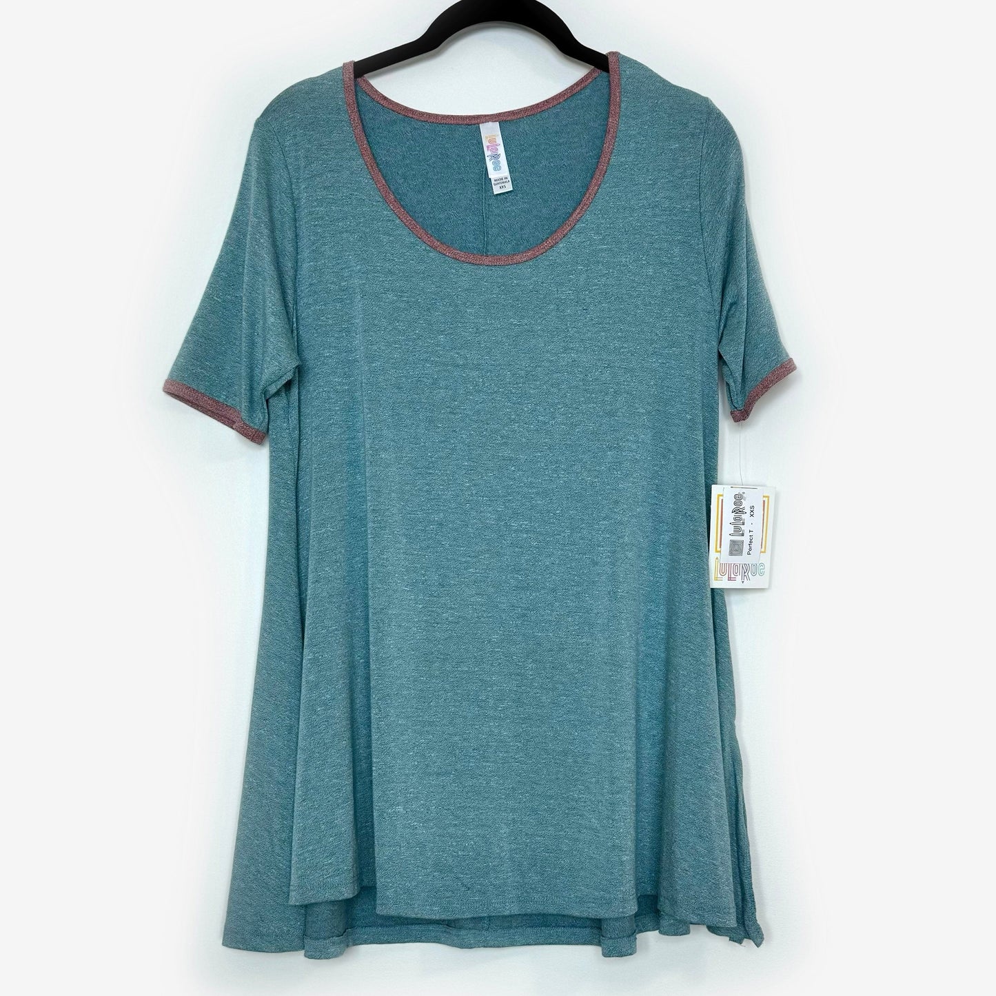 LuLaRoe Vault | Perfect T Swing Top | Size: XXS (0-6) | Color: Green/Purple | Ringer | NWT