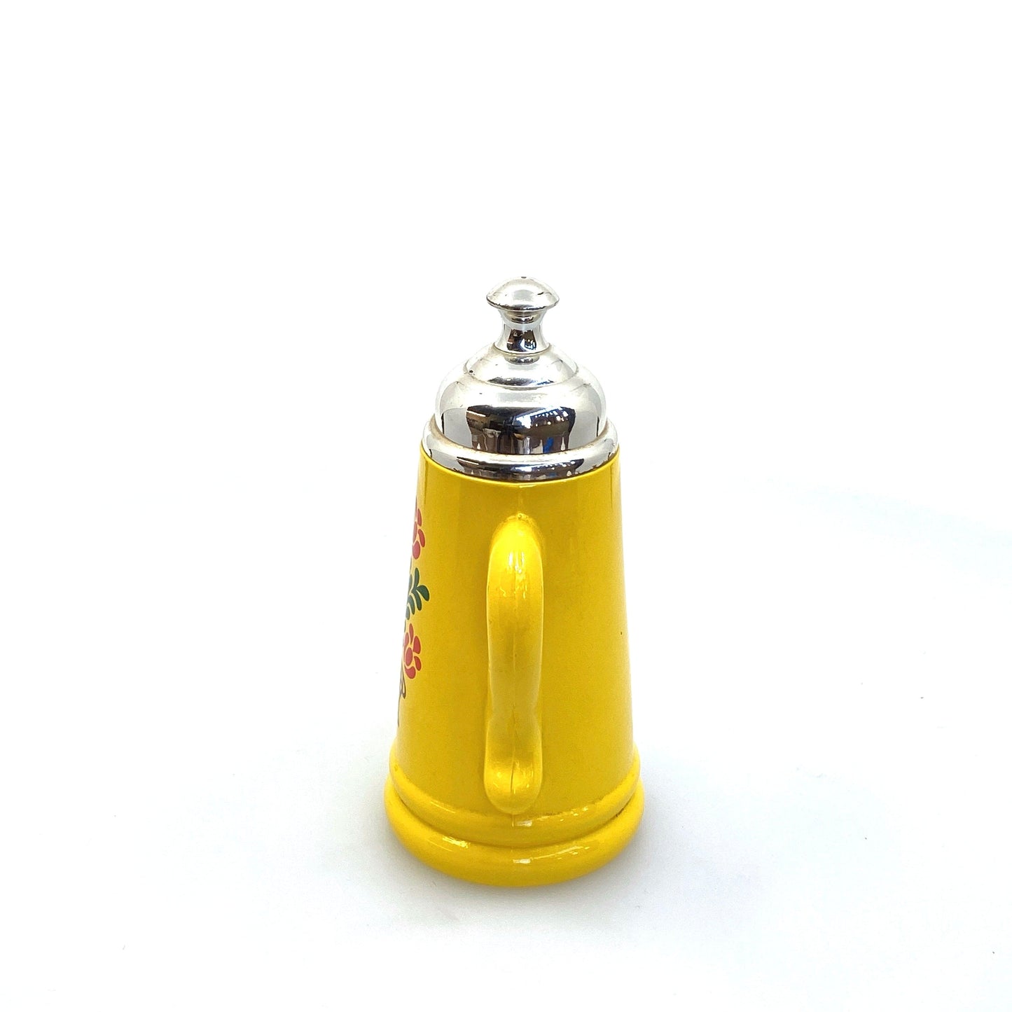 Vintage 1970s Avon Boho Yellow Glass Coffee Klatch/Pot Floral Mini Bottle Pre-Owned